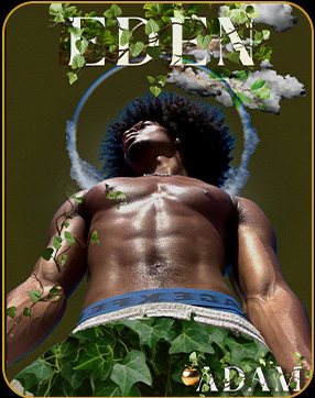 Eden — Adam, fantasy-themed portrait with ivy and clouds